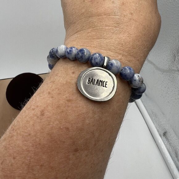 12mm Handmade Round Beaded Stretch Balance Bracelet Sodalite Semiprecious Stone - Picture 6 of 6